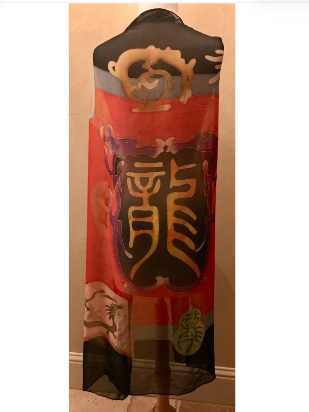 Vintage Oriental Large Silk Scarf